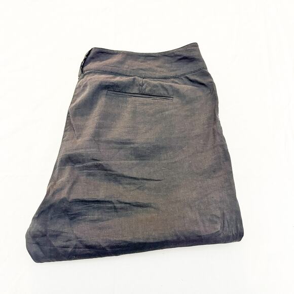 Eileen Fisher Dark Gray Cropped Linen Straight Leg Pants Size 16 - Picture 1 of 8